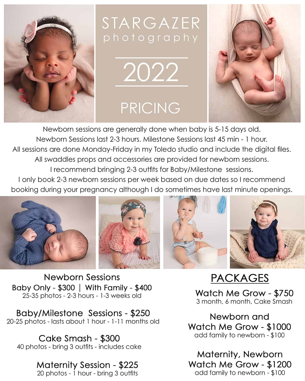 Toledo Ohio Newborn Photographer Prices